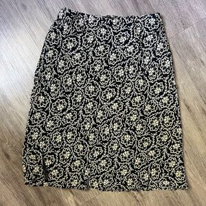DKNY Elegant Blue and Cream Floral Skirt